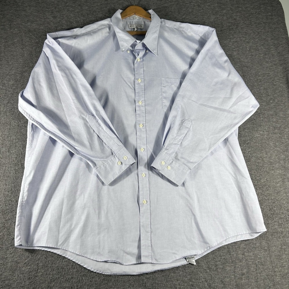 Mens Blue Executive Pinpoint Cotton Oxford Shirt 20 35-38 Tall Office Preppy